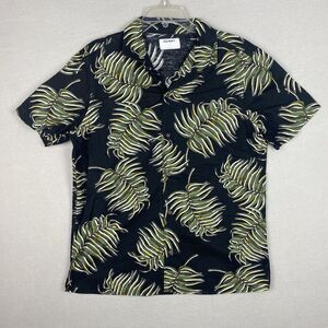 Old Navy Tropical Fronds Green Leaves Hawaiian Button Up Shirt Size Medium